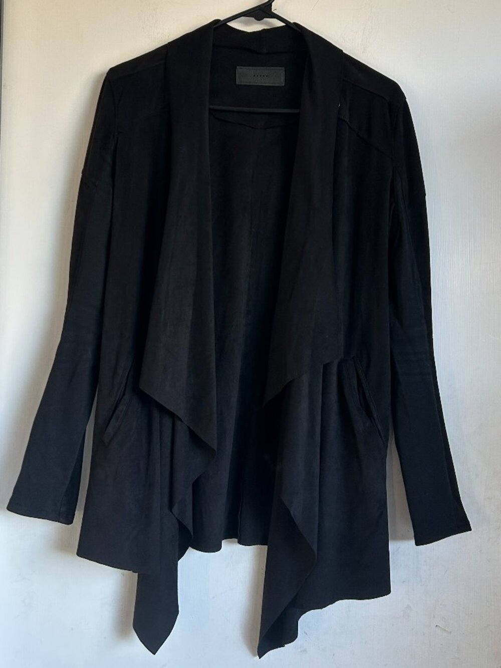 Blank NYC - Black Faux Suede Draped Jacket